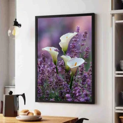 Tablou flori cu ramă - Natura Mov, tablou cu flori modern, decor premium pentru casă