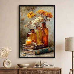 Tablou flori cu ramă - Lumina Cuvântului, tablou înrămat premium cu flori, decor elegant și inspirat 