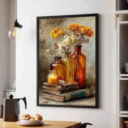 Tablou flori cu ramă - Lumina Cuvântului, tablou înrămat premium cu flori, decor elegant și inspirat 