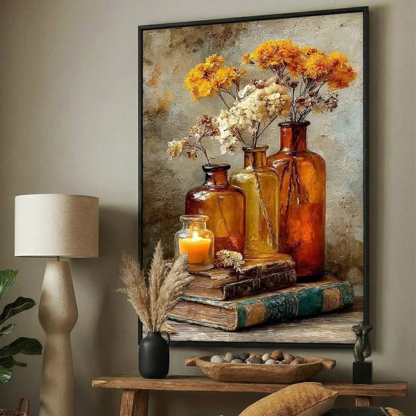 Tablou flori cu ramă - Lumina Cuvântului, tablou înrămat premium cu flori, decor elegant și inspirat 