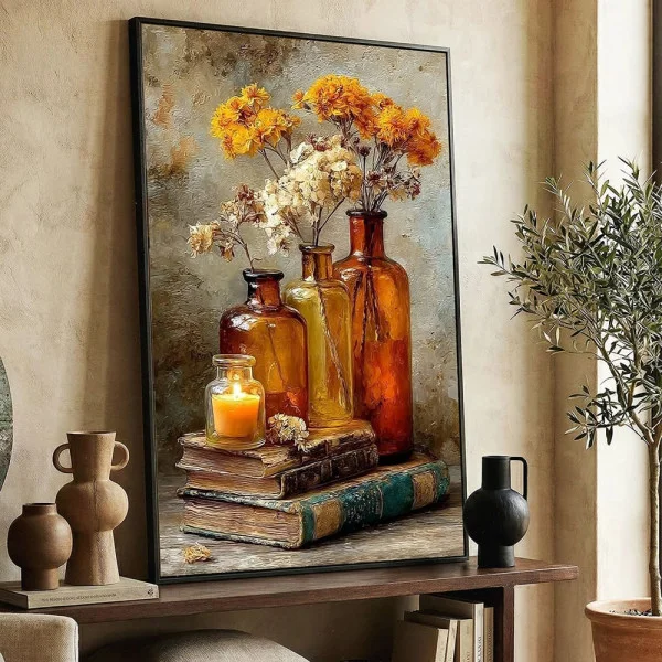 Tablou flori cu ramă - Lumina Cuvântului, tablou înrămat premium cu flori, decor elegant și inspirat 