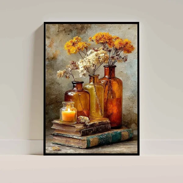 Tablou flori cu ramă - Lumina Cuvântului, tablou înrămat premium cu flori, decor elegant și inspirat 