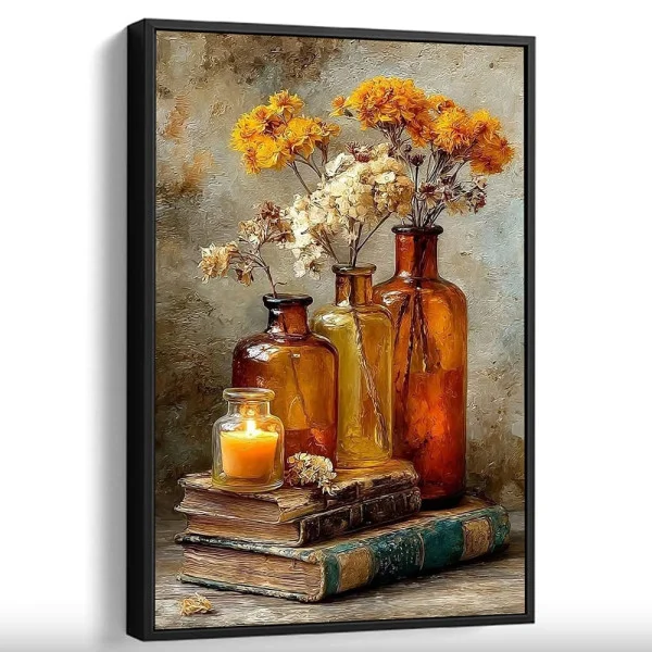 Tablou flori cu ramă - Lumina Cuvântului, tablou înrămat premium cu flori, decor elegant și inspirat 