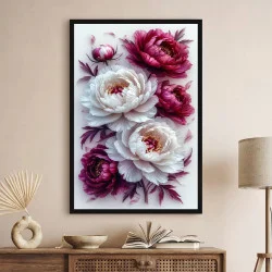 Tablou cu flori înrămat - Bujori Înfloriți, tablou premium inspirat din estetica florală