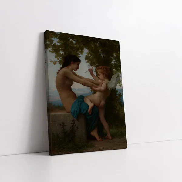A young girl defending herself against eros - Reproduceri pictori celebri