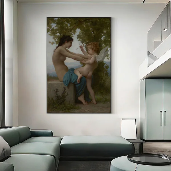 A young girl defending herself against eros - Reproduceri pictori celebri