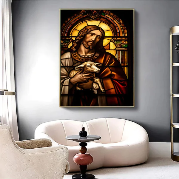 Mielul lui Dumnezeu vitraliu - Tablou religios