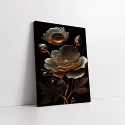Tablou Canvas cu Flori - Flori de marmura, Reflexii Aurii