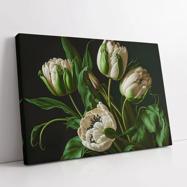 Buchet de Lalele Albe Batute - Tablou floral