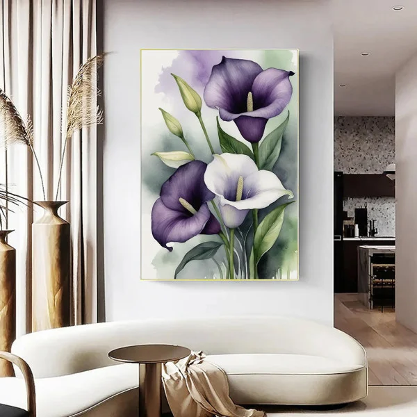 Tablou cu Cale în Acuarelă - Tăcerile Florilor, Eleganță și Caldură