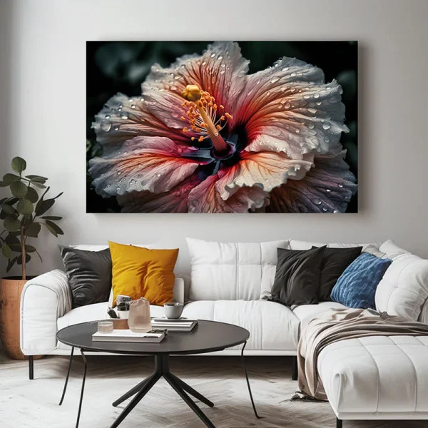 Tablou canvas cu flori - Roua Dimineții, tablou delicat cu magnolie pentru dormitoare romantice sau saloane elegante