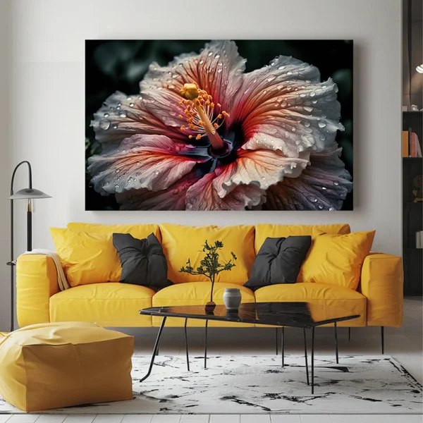 Tablou canvas cu flori - Roua Dimineții, tablou delicat cu magnolie pentru dormitoare romantice sau saloane elegante