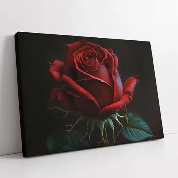 Tablou canvas cu flori - Roșu Înflorit, piesă de rezistență cu accent cromatic pasional pentru livinguri luxury sau saloane elegante