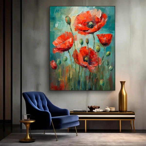 Tablou canvas cu flori - Acuarelă cu Maci, decor elegant pentru living modern