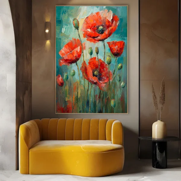 Tablou canvas cu flori - Acuarelă cu Maci, decor elegant pentru living modern