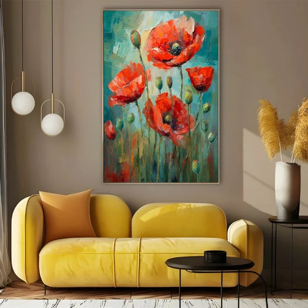 Tablou canvas cu flori - Acuarelă cu Maci, decor elegant pentru living modern