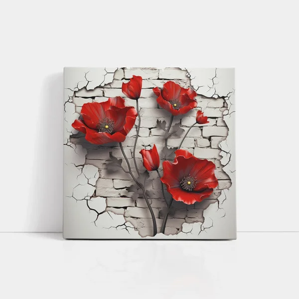 Tablou modern cu flori - Ziduri Daramate, design sofisticat pentru spații moderne