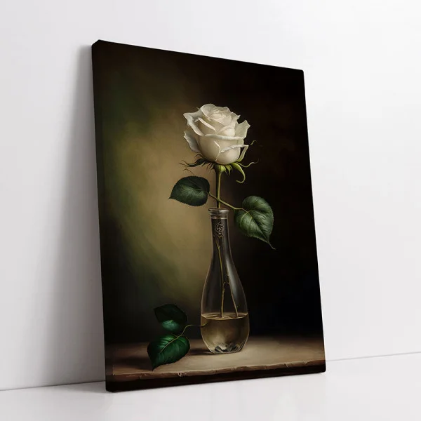 Tablou Canvas cu Flori - Puritate Solitară, Minimalist și Rafinat