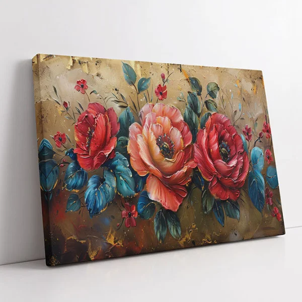 Tablou Canvas cu Flori - Radiant Roses, Explozie de Culoare