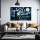 Tablou canvas peisaj - Zăpada și Mult Alb, tablou în stil Van Gogh ideal pentru livinguri sofisticate sau decoruri de poveste