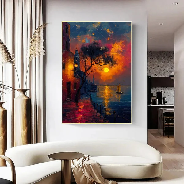 Tablou canvas peisaj apus – Povestea unei seri, pentru living, dormitor, birou sau hol, cadou inspirat