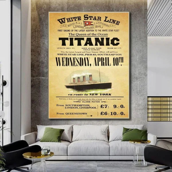 Tablou canvas Titanic retro – Călătorie cu Titanic, afiș vintage maritime travel poster