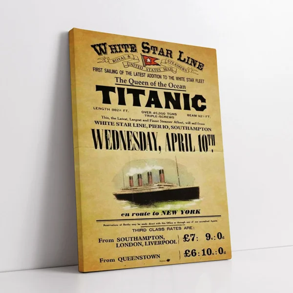 Tablou canvas Titanic retro – Călătorie cu Titanic, afiș vintage maritime travel poster