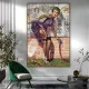 Tablou canvas retro – Domnișoara tatuată, decor vintage alternativ