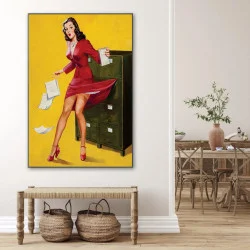 Tablou canvas retro secretară – Domnișoara secretară, afiș vintage office pin-up