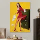 Tablou canvas retro secretară – Domnișoara secretară, afiș vintage office pin-up
