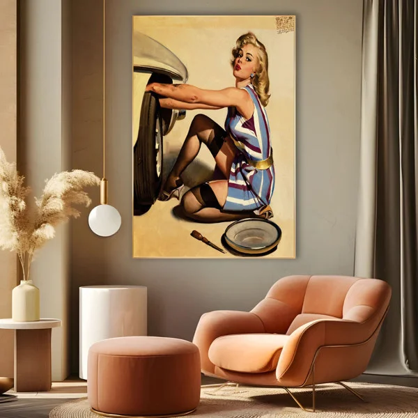 Tablou Afiș Retro - Vulcanizare cu Stil, tablou canvas afiș vintage service auto pentru bar sau garaj
