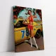 Tablou canvas retro – Campioană vintage cu mașină clasică pentru decor auto