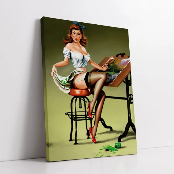 Tablou canvas retro feminin – Artă seducătoare vintage pentru decor modern