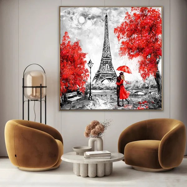 Paris Mon Amour - Tablou Alb Rosu