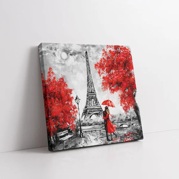 Paris Mon Amour - Tablou Alb Rosu