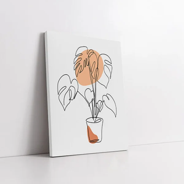 Tablou One Line Art - Frunze Suave, tablou canvas minimalist pentru spații aerisite și moderne