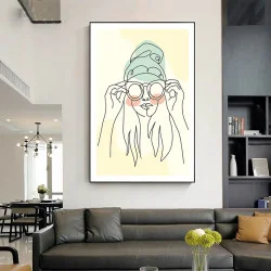 Tablou One Line Art - Gând Fragil, tablou line art în tonuri neutre, decor calm și sofisticat