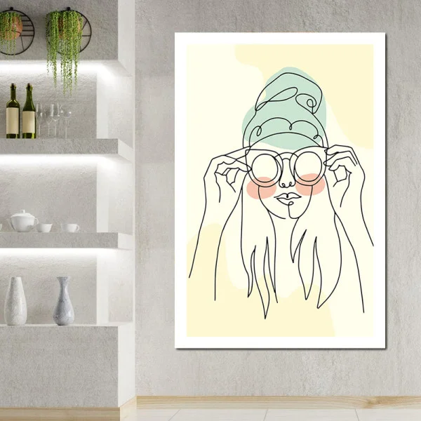 Tablou One Line Art - Gând Fragil, tablou line art în tonuri neutre, decor calm și sofisticat