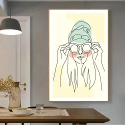 Tablou One Line Art - Gând Fragil, tablou line art în tonuri neutre, decor calm și sofisticat