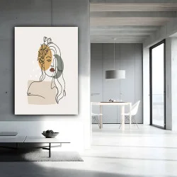 Tablou One Line Art - Silueta unui Gând, tablou design modern, natural pentru casă contemporană