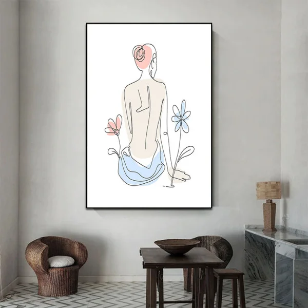 Tablou One Line Art - Profilul Eleganței, tablou line art pentru spații moderne cu influențe nordice