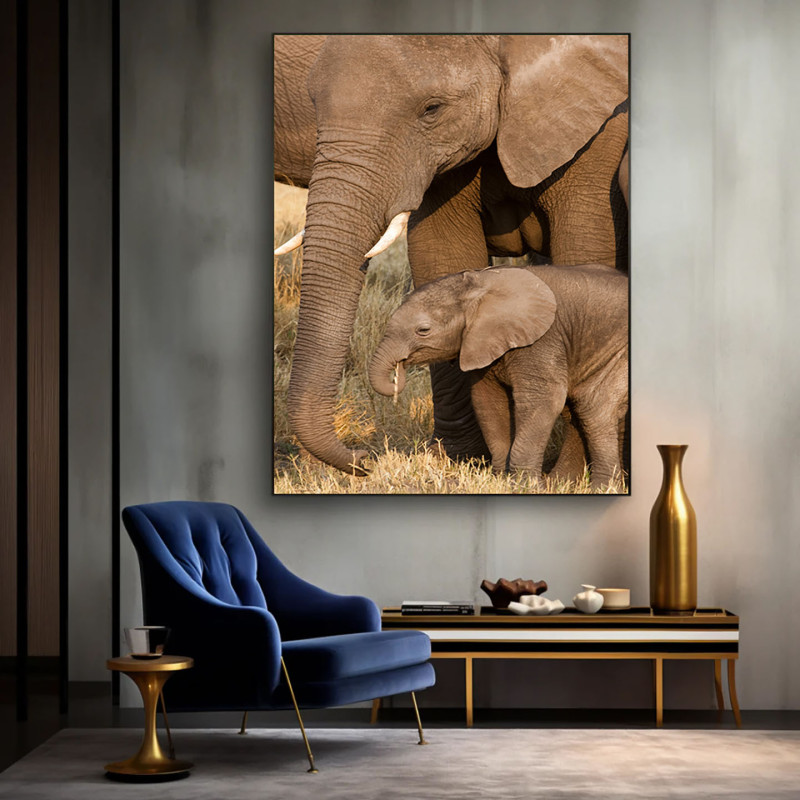 Familie de elefanti - Tablou Animale Salbatice