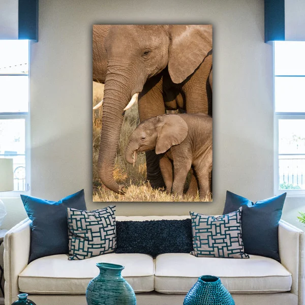 Familie de elefanti - Tablou Animale Salbatice