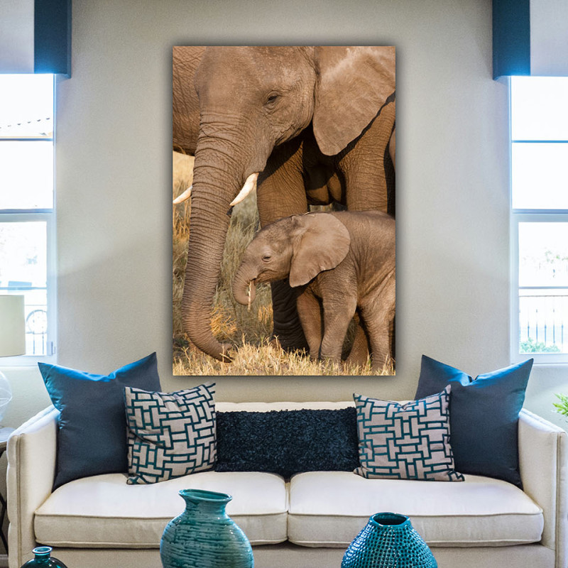 Familie de elefanti - Tablou Animale Salbatice