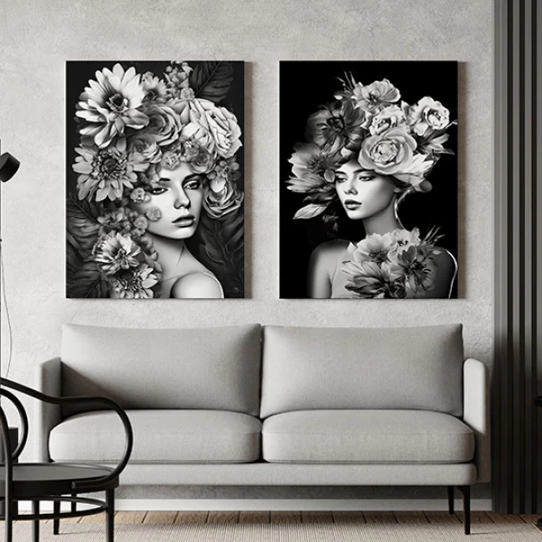 Femei si Flori - Set 2 Tablouri