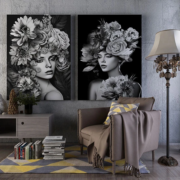 Femei si Flori - Set 2 Tablouri