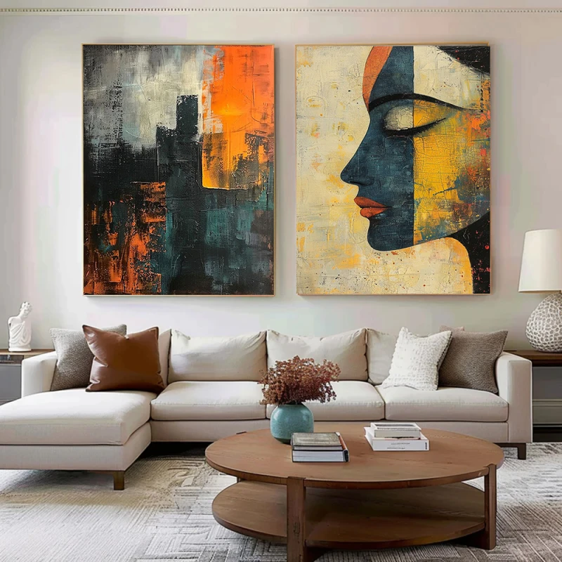 Două Lumi - Set 2 Tablouri Abstracte