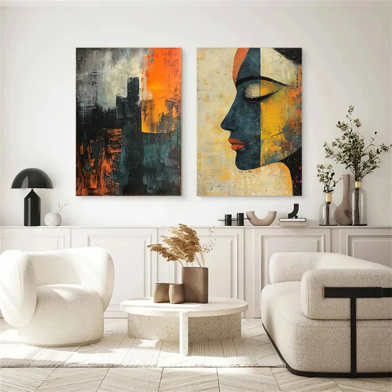 Două Lumi - Set 2 Tablouri Abstracte