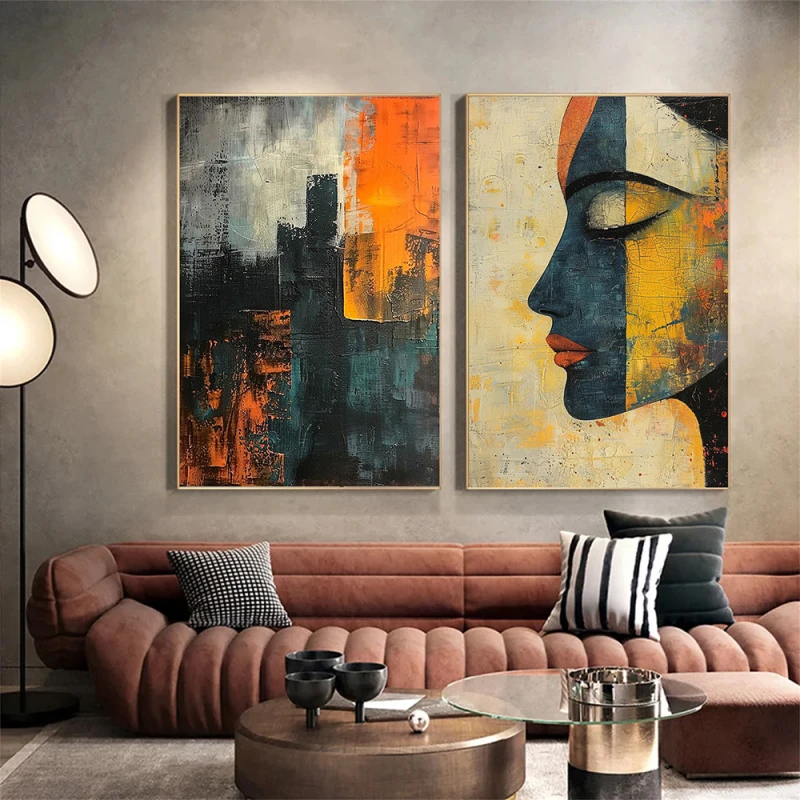 Două Lumi - Set 2 Tablouri Abstracte