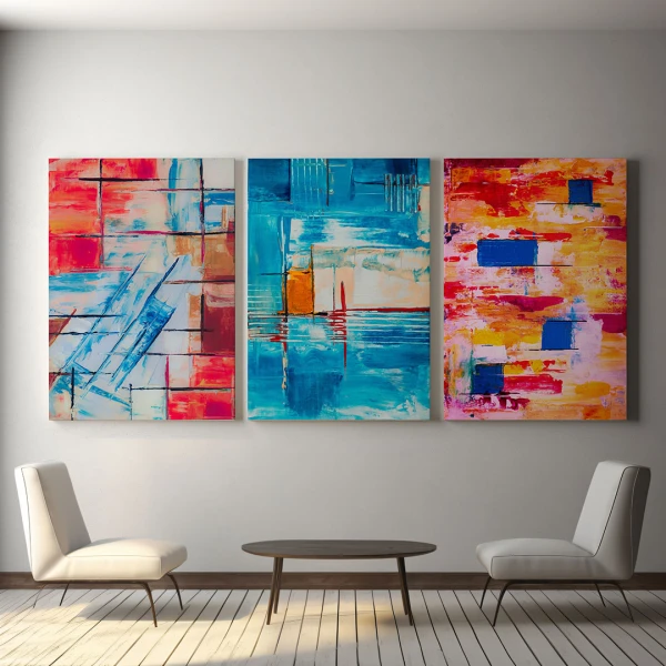 Peisaje în Geometrie Fluida - Set 3 Tablouri